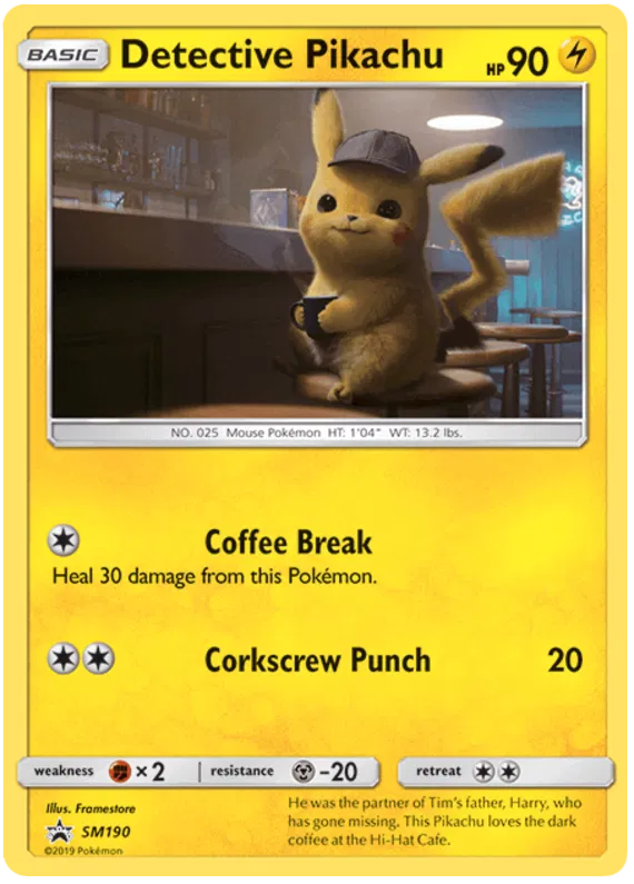 Detective Pikachu SM190 Black Star Promo Sun & Moon: Detective Pikacu