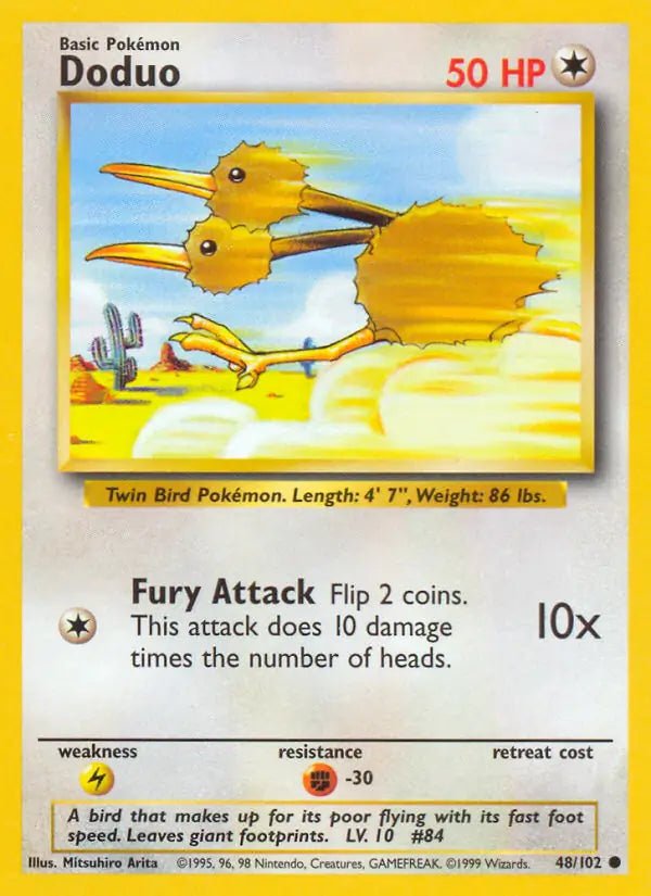 Doduo 48/102 Base Set Unlimited Common Pokemon Card