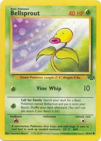 Bellsprout 49/64 Jungle Set Unlimited Common Pokemon Card