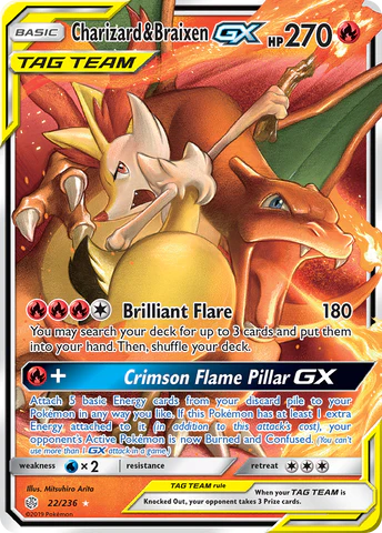 Charizard & Braixen GX 22/236 Cosmic Eclipse