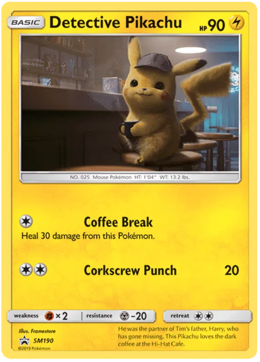 Detective Pikachu SM190 Black Star Promo Sun & Moon: Detective Pikacu