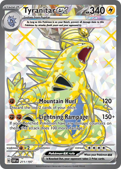 Tyranitar ex 211/197 Ultra Rare Scarlet & Violet Obsidian Flames