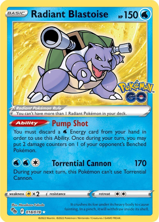 Radiant Blastoise 018/078 - Pokemon Go