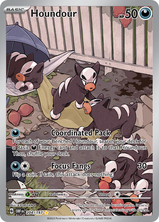 Houndour 204/197 Illustration Rare Scarlet & Violet Obsidian Flames Card