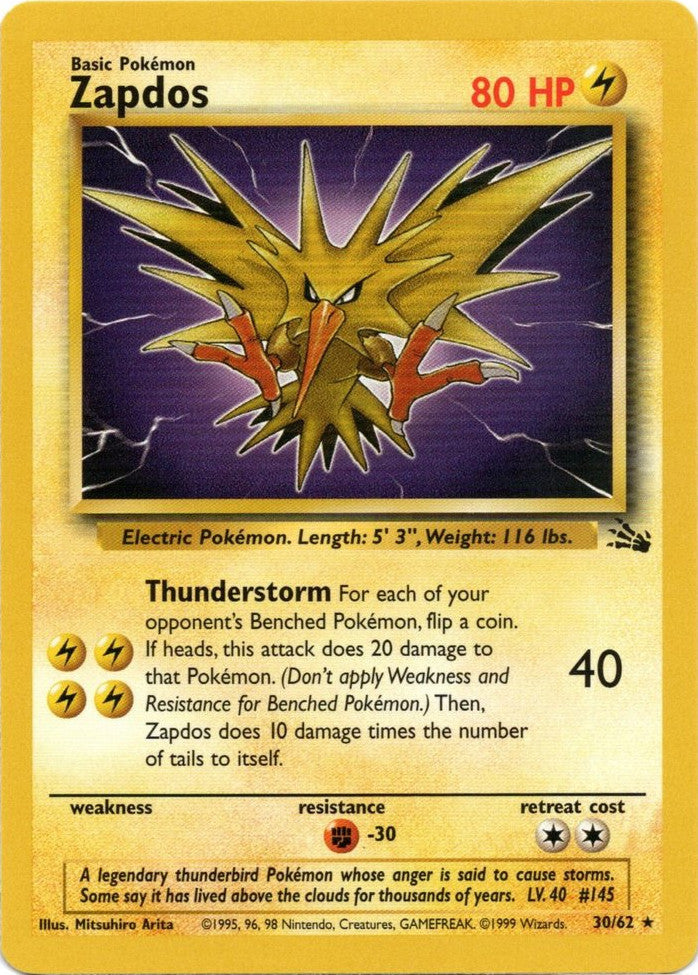 Zapdos (30/62) [Fossil Unlimited] Non Holo